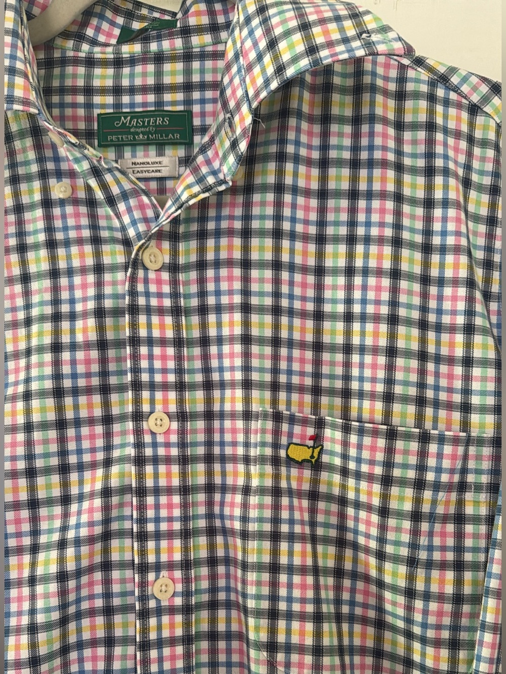 Peter Millar Masters Tournament Plaid Button Down Shirt Men's Small LS Like New